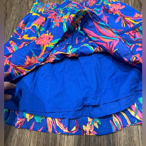 J Crew Factory Smocked Tiered Mini Skirt, Blue and Pink, Size S - Picture 4 of 5